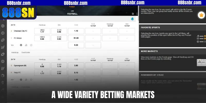 A wide variety betting markets