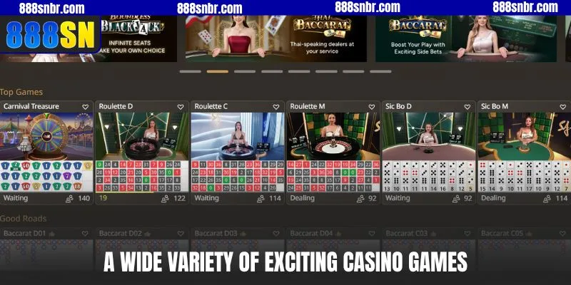 A wide variety of exciting casino games