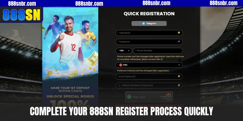 Complete your 888SN register process quickly