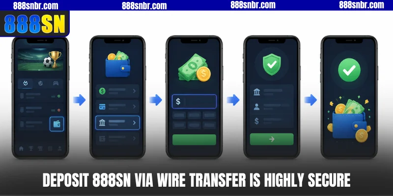 Deposit 888SN via wire transfer is highly secure