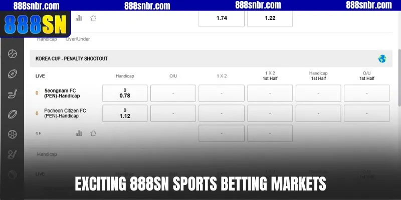 Exciting 888SN sports betting markets
