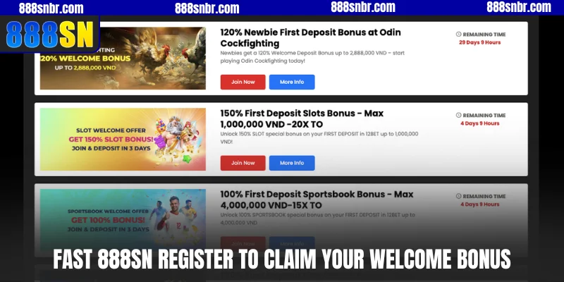 Fast 888SN register to claim your welcome bonus